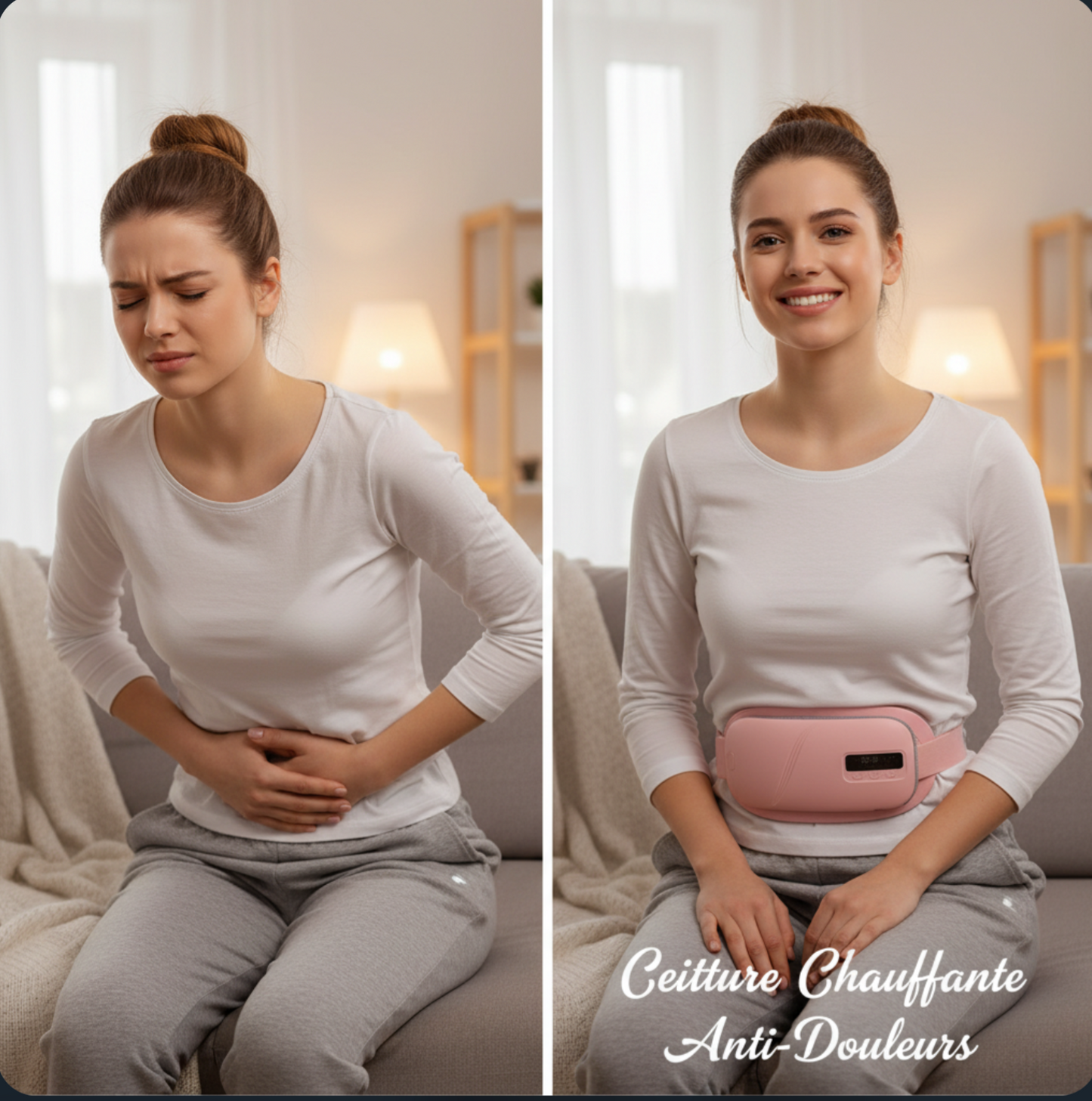 Ceinture chauffante menstruelle, soulagement instantané